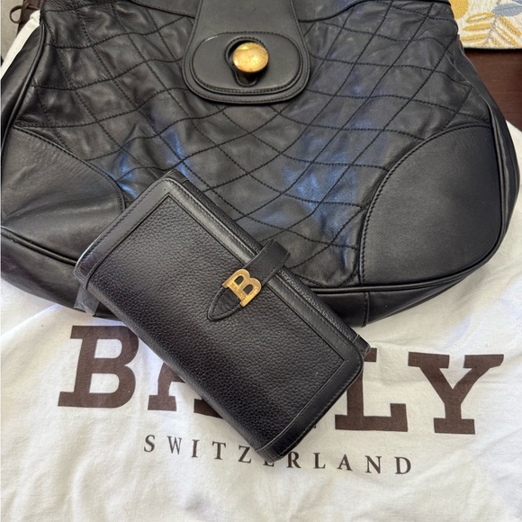 Bally Quilted Black Leather Bag and Wallet - Picture 1 of 16